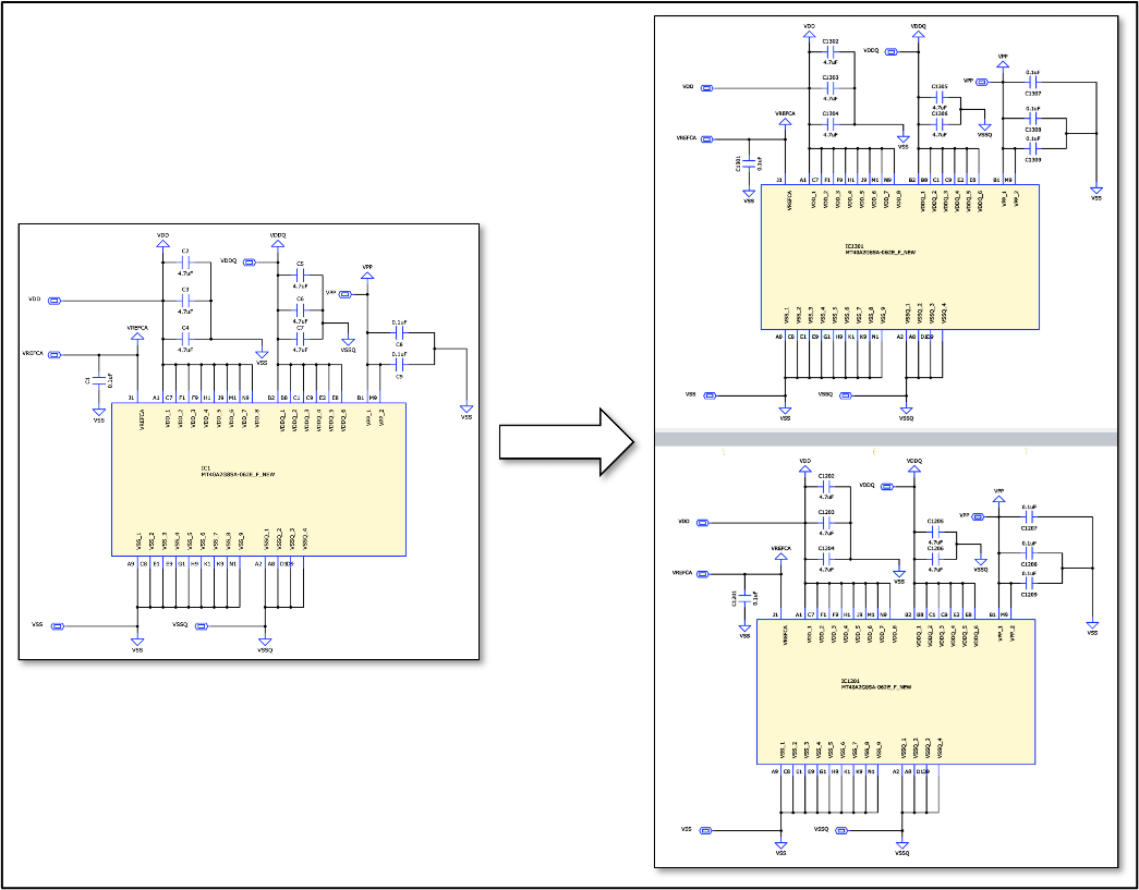Figure 8 - DDR4 Device Power an Decoupling Capacitors - Within Block Definition and Witihn Each of Two Instances