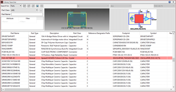 eCADSTAR library searcher for pcb design