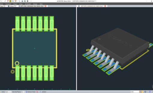 eCADSTAR's Library Editor for schematic symbols, pcb footprints, pcb technology, and design rules