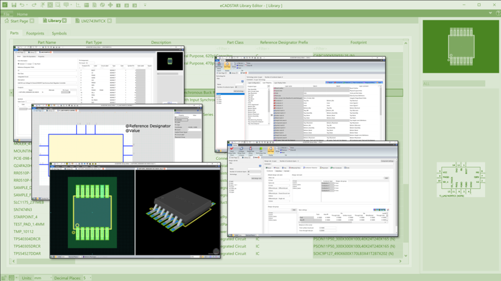 eCADSTAR's schematic and pcb library for all your schematic symbols, pcb footprints, pcb technology, and design rules