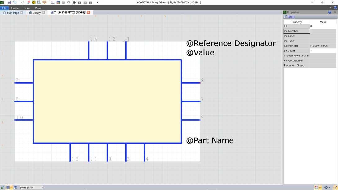 library editor symbol window