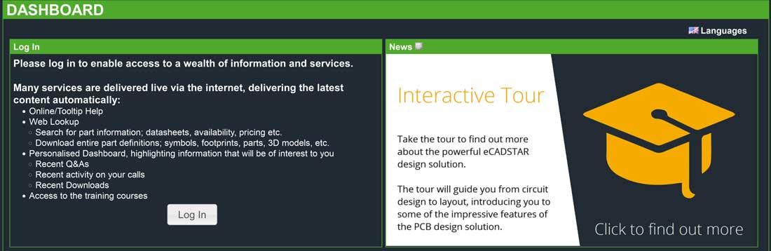 Support integrated within the software client - Library Editor tour that shows through online component libraries and electronic component library