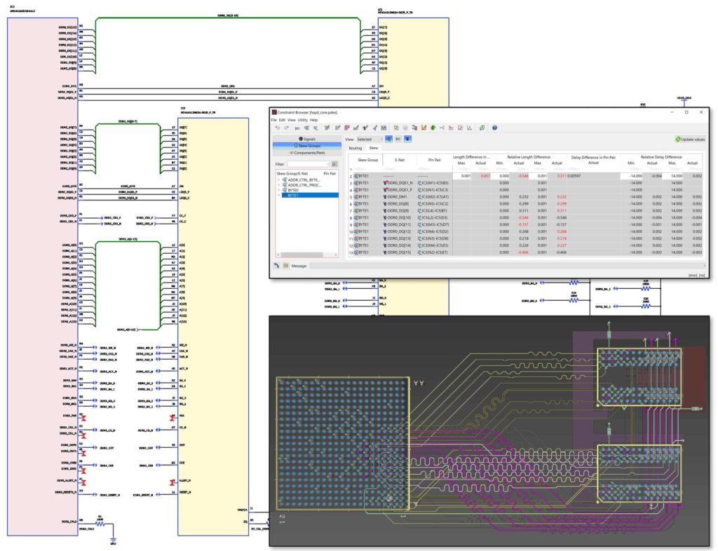 eCADSTAR Schematic Editor Menus detailing high speed board design of a PCB. High-speed Design is better with eCADSTAR
