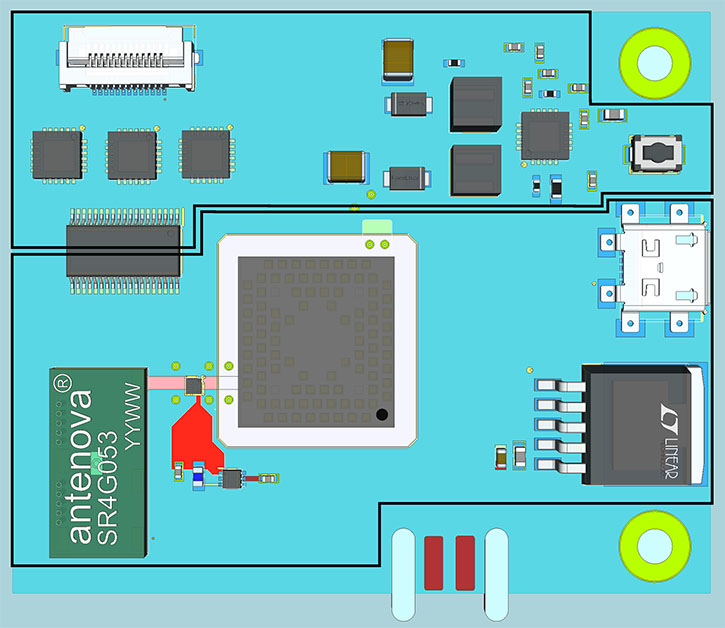 Digital and analog PCB areas 