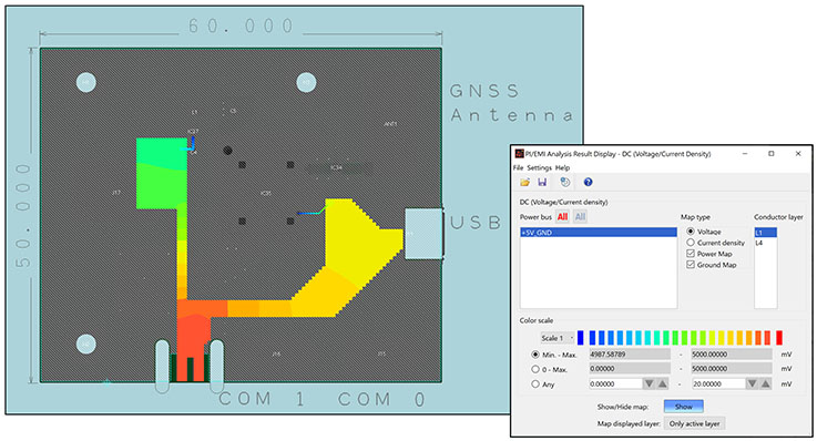 DC voltage map - laying out pcb power supply design and power distribution pcb design