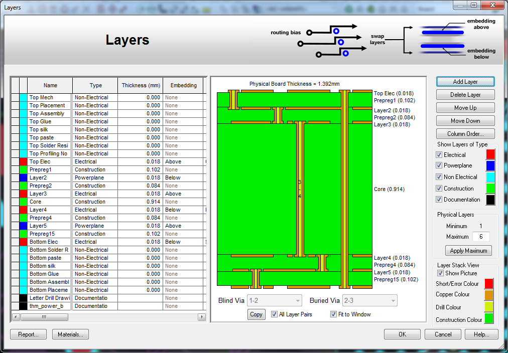 Board Stackup editor 