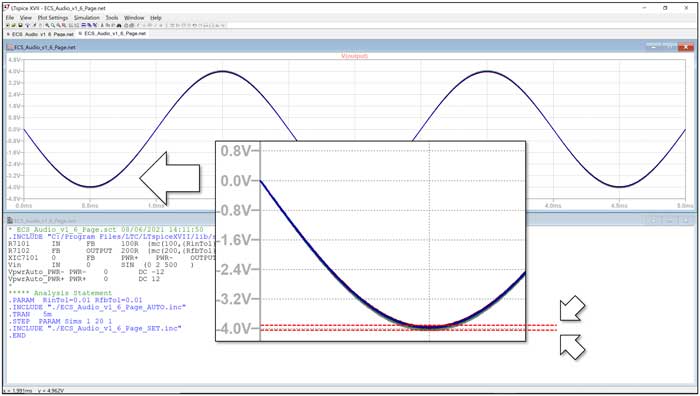 resistor tolerances are set to one percent using LTspice software in the SPICE simulation Controller that can do LTspice simulation with no need for LTspice download directly