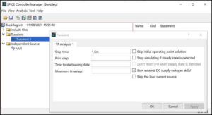 spice controller inputs for analysis functions schematic editor pcb