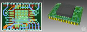 Castellated hole and castellated pads design in eCADSTAR for a motor driver module, using the SMD Component DRV8256E